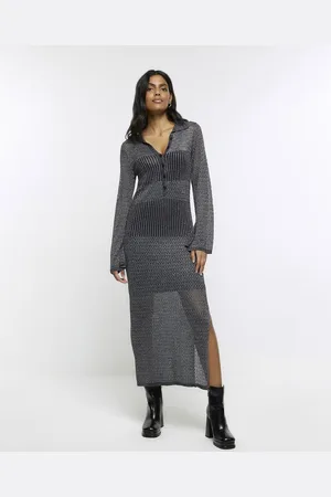 River Island Shimmer polo midi dress in