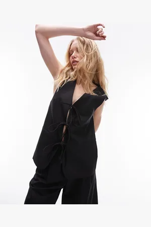 Topshop Tailored tie front vest in - part of a set