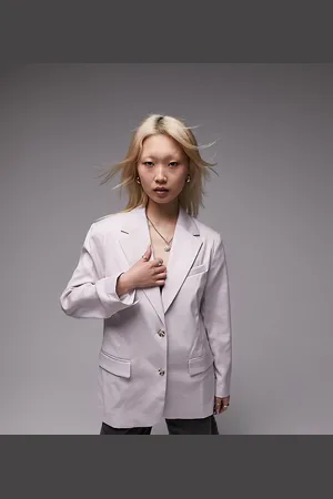 Topshop Petite straight jacket in lilac - part of a set