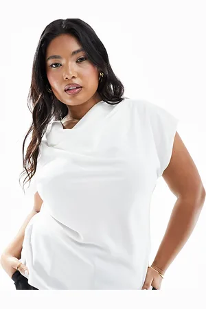ASOS ASOS DESIGN Curve sleeveless cowl blouse in ivory