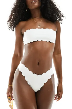 The Frolic Malia scallop textured bandeau bikini top in cream