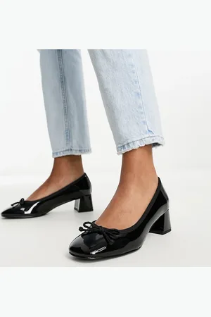 ASOS Steffie bow detail mid block heeled shoes in