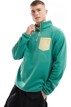 Cotton On Cotton On quarter zip relaxed fleece sweatshirt with contrast pocket in washed