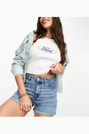 ASOS ASOS DESIGN Tall denim comfort mom short in midwash