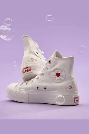 Converse Chuck Taylor All Star Lift sneakers with heart embroidery in cream