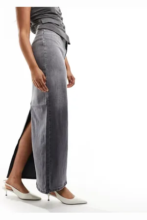 NA-KD X Chloe Monchamp denim midaxi skirt in ombre - part of a set