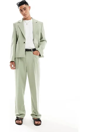 ASOS Wide fit suit pants in sage