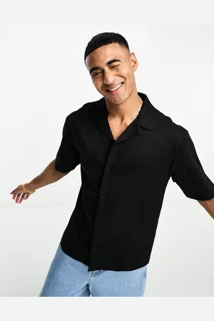 River Island Jersey revere collar shirt in