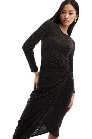 New Look Glitter ruched midi dress in