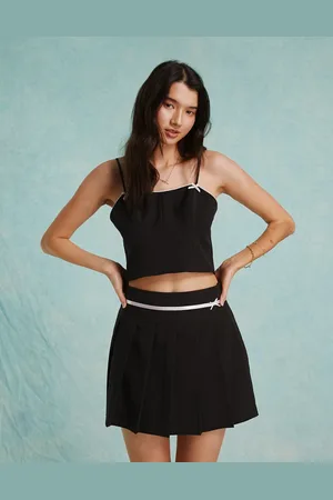 Miss Selfridge Pleated mini skirt with bow detail in - part of a set
