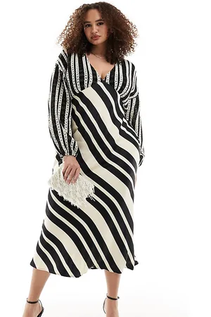 Never Fully Dressed Crochet balloon sleeve maxi dress in monochrome stripe