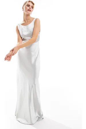 Six Stories Bridesmaids cowl back satin maxi dress in