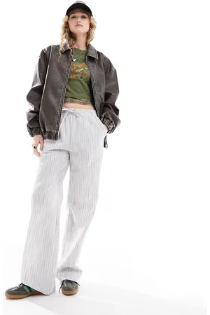 Reclaimed Pull on tailored pants in pinstripe