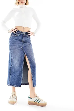 Cotton On Cotton On 90s split front denim midi skirt in wash