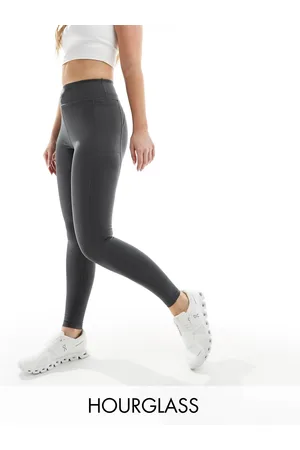 ASOS Hourglass Icon running tie waist gym legging with phone pocket in dark charcoal