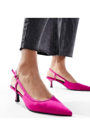ASOS Strut slingback kitten heeled shoes in raspberry
