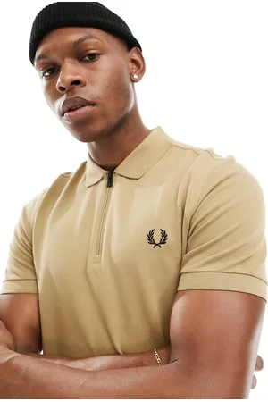 Fred Perry Zip polo shirt in beige