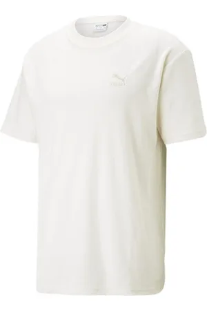 PUMA Classics Terrycloth T-shirt with left chest logo in beige