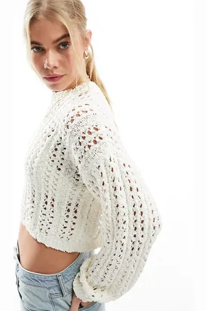 ASOS Boucle sweater in open stitch in cream