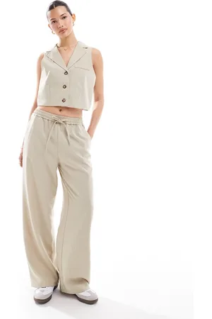 Miss Selfridge Button through vest in beige pinstripe - part of a set