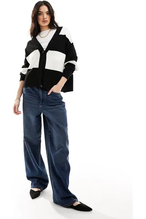 ASOS Cardigan in block mono stripe