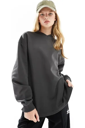 COLLUSION Oversized v-neck sweat shirt in charcoal