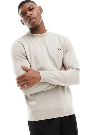 Fred Perry Classic crew neck sweater in beige