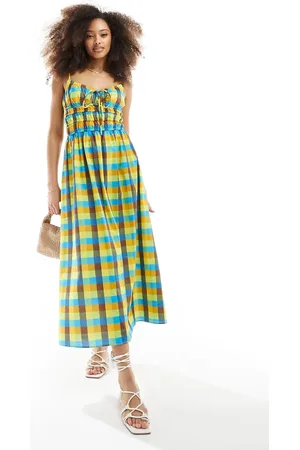 Glamorous Ruched bust cami maxi dress in plaid