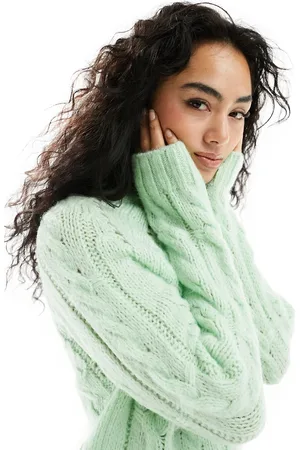ASOS Fitted sweater in pointelle stitch in sage
