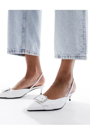 ASOS Score buckle slingback kitten heeled shoes in