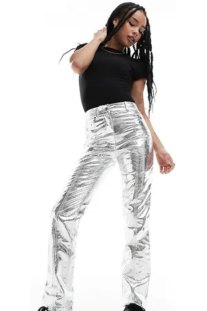 River Island Straight leg pants in metallic