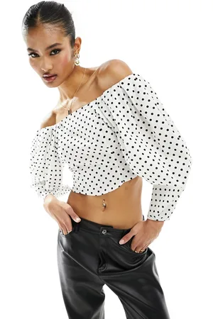 ASOS Off shoulder top in spot print
