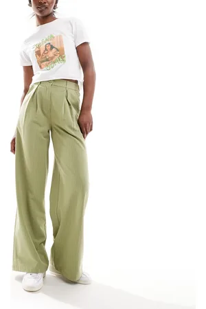 Reclaimed Mensy wide leg pants in pinstripe