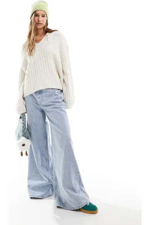 ASOS V neck sweater in cream