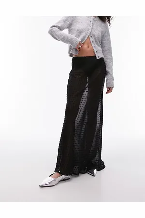 Topshop Sheer textured spot maxi skirt in