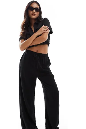 Stradivarius Petite linen mix pull on pants in