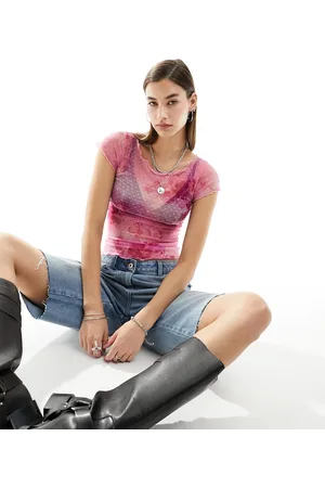 Free People Floral mesh baby T-shirt in rosy