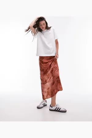 Topshop Super high waist smudge flower maxi skirt in rose
