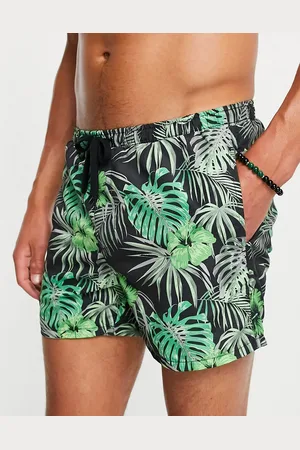 Only & Sons Hawaiian print swim shorts in
