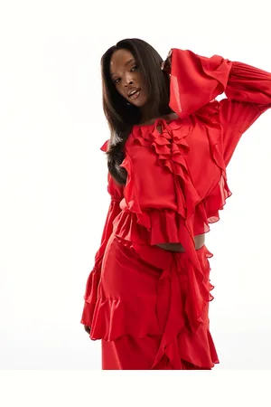 DASKA Long sleeve ruffle blouse in - part of a set