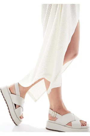 ASOS Wide Fit Frosty chunky two-part sandals in off-white