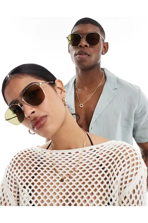 Le Specs Metaphor aviator sunglasses in with green lenses