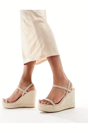 Glamorous Espadrille wedge heel sandals in diamante