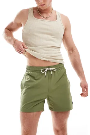 Ralph Lauren Traveler icon logo slim fit mid swim shorts in mid