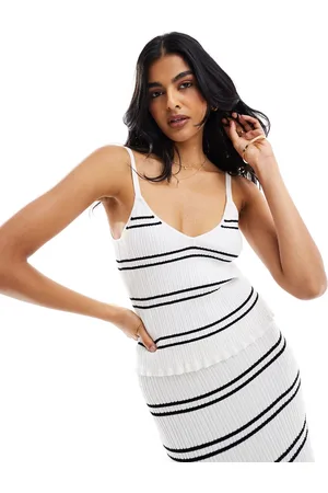 ASOS Knitted strappy v neck cami top in stripe