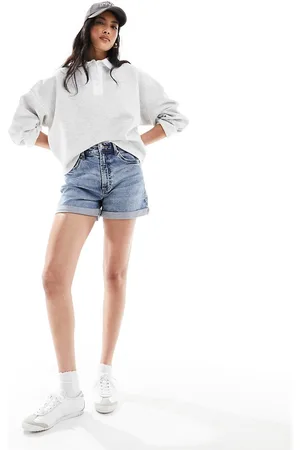 ASOS Denim comfort mom shorts in midwash