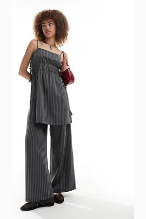 Reclaimed Wide leg tailored pants in pinstripe - part of a set