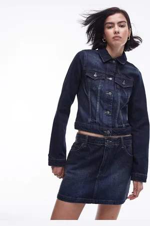Topshop Shrunken denim jacket in deep vintage - part of a set