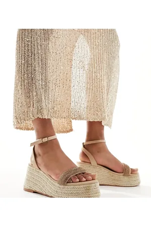 Glamorous Espadrille platform heeled sandals in diamante