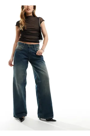 Motel Roomy low rise baggy jeans in dark vintage